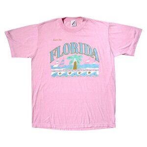 90s vintage pastel Florida t-shirt single stitch Jerzees palm tree beach.
